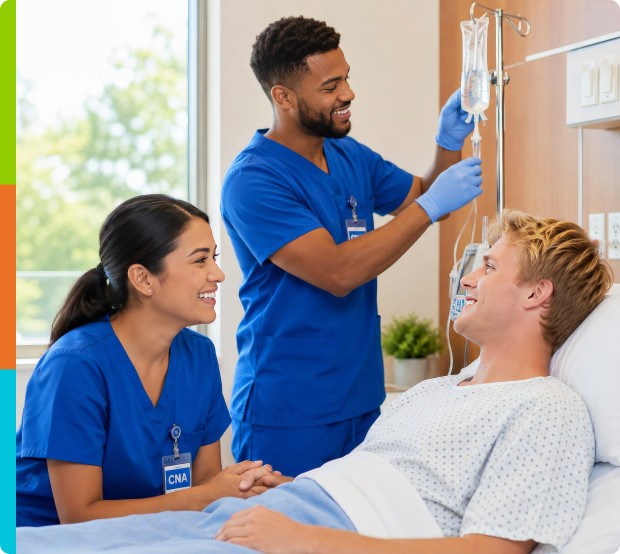 Healthcare team with patient